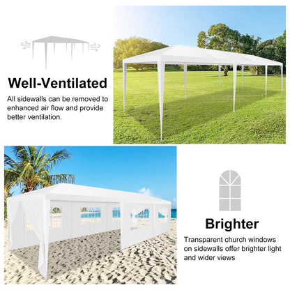 HOTEEL 10x30 FT Party Tent Outdoor Canopy Tents for Parties with 8 Removable Sidewalls, Carpas para Fiestas Waterproof for Gazebo Large Backyard Shelter Patio Wedding Event Tent BBQ White