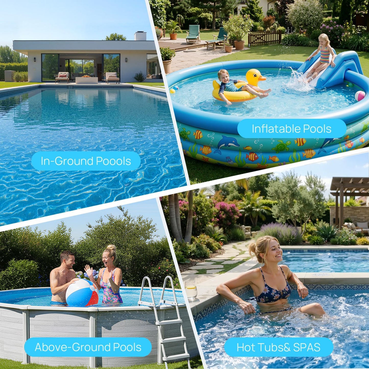 Consciot Upgraded Pool Vacuum for Above Ground & Inground Pool, 75-Min Runtime, 113" (9.4FT) Telescopic Pole, 22 GPM Suction, 2L Capacity, 4 Filters; Ideal for Spa, Hot Tub & Pool Stairs