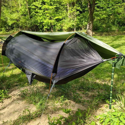 Rivenlo Camping Hammock Tent with Mosquito Net & RainFly, 3 in 1 Waterproof Lightweight Portable Sleeping Hammock Bug Backpacker Travel Outdoor Gear with Tree Strap Swing, for Hiking Patio Expedition
