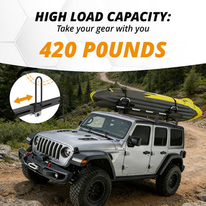 420 LBS Roof Rack Cross Bars,Roof Rail Crossbars Fit for Jeep Wrangler 2007-2024 JK JL Gladiator JT, 2/4 Door Hardtop, Rooftop Cargo Bag Kayak Bike Carrier
