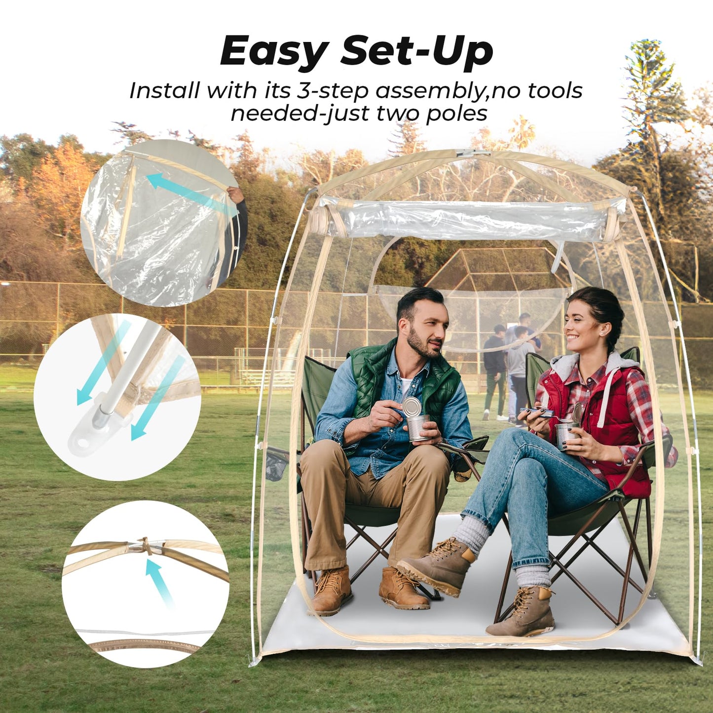All Weather Proof Pod Sports Pod,540°View Weather Tent,2-4 Person Instant Tent with Sealed Floor,Outdoor Screen House with Carrying Bag,Weather Shelter for Sport Event,Camping,Fishing-70 Lx70 Wx63 H