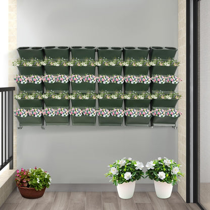 HOLMZCED 30 Pcs Wall Mounted Planter, Wall Flower Pot Holder Plastic Hanging Planter Vertical Wall Plant Container Green for Indoor Outdoor Plants