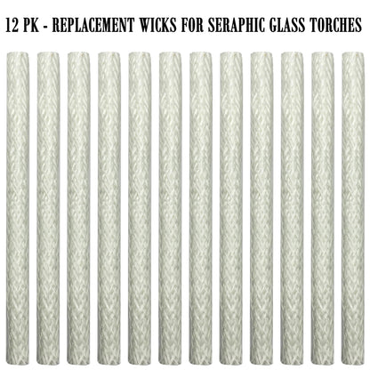 Seraphic Fiberglass Replacement Wicks for Tiki Torches, Pack of 12, 6 Inch, Ideal for Outdoor Use