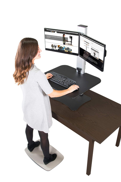 Victor Dual Monitor Electric Standing Desk Workstation, Height Adjustable Sit-Stand Converter with Dual Monitor Support, 28″ x 23″ Work Surface (DC450)