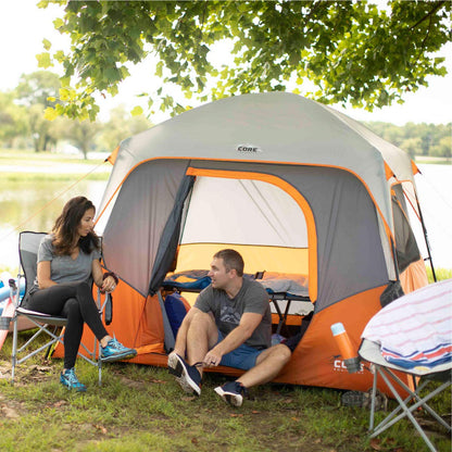 CORE 4 Person Cabin Tent | Portable Family Tent with Carry Bag for Outdoor Car Camping | Included Gear Loft for Camping Accessories