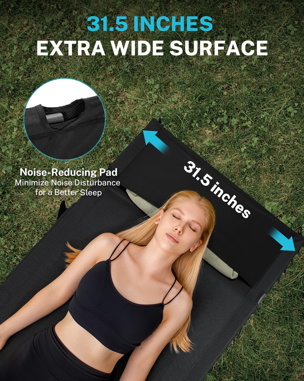 Gonex 31.5" Extra Wide Camping Cot Supports 400lbs, Portable Ultralight Folding Cot Bed for Adults Travel, Beach, Home, Sleeping