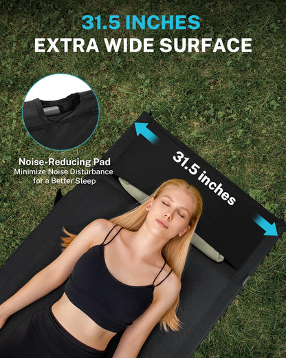 Gonex 31.5" Extra Wide Camping Cot Supports 400lbs, Portable Ultralight Folding Cot Bed for Adults Travel, Beach, Home, Sleeping