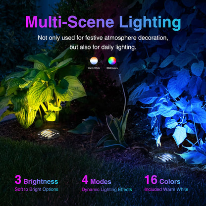 SUNVIE RGBW Well Lights - Landscape LED In Ground Lighting, 12-24V, Waterproof, Black, Model MDRG1208C, 8 Pack