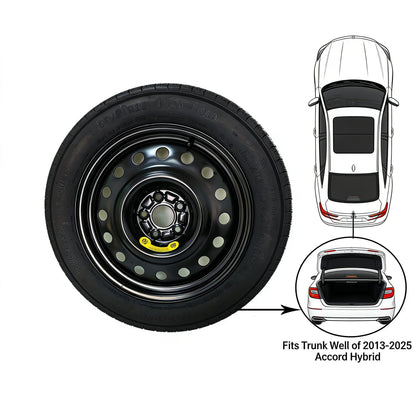 Afolonsh Spare Tire Kit for 2013-2025 Accord Hybrid (Non-Plug-in), 18" Full-Size Wheel with Jack – 125/85R18 Tire, Fits Trunk