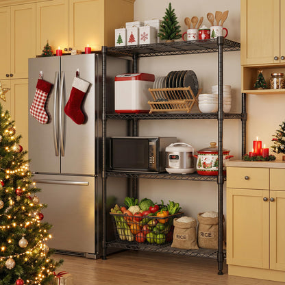 M MZG 1400 lbs 4 Tier Storage Rack Metal Wire Shelving Unit, Storage Standing Household Shelf Organizer for Kitchen Pantry Closet Garage Basement Utility Room, Black 15.8" D x 45.3" W x 59.4" H