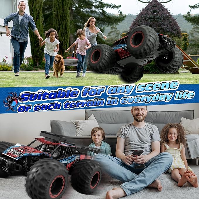 Tecnock RC Truck Remote Control Car for Kids Ages 6-8 8-12 1/20 Scale Off Road 2WD RC Cars with LED Lights and 50 Min Run Time 2.4GHz All Terrain Toys Vehicle Gifts for Boys Girls