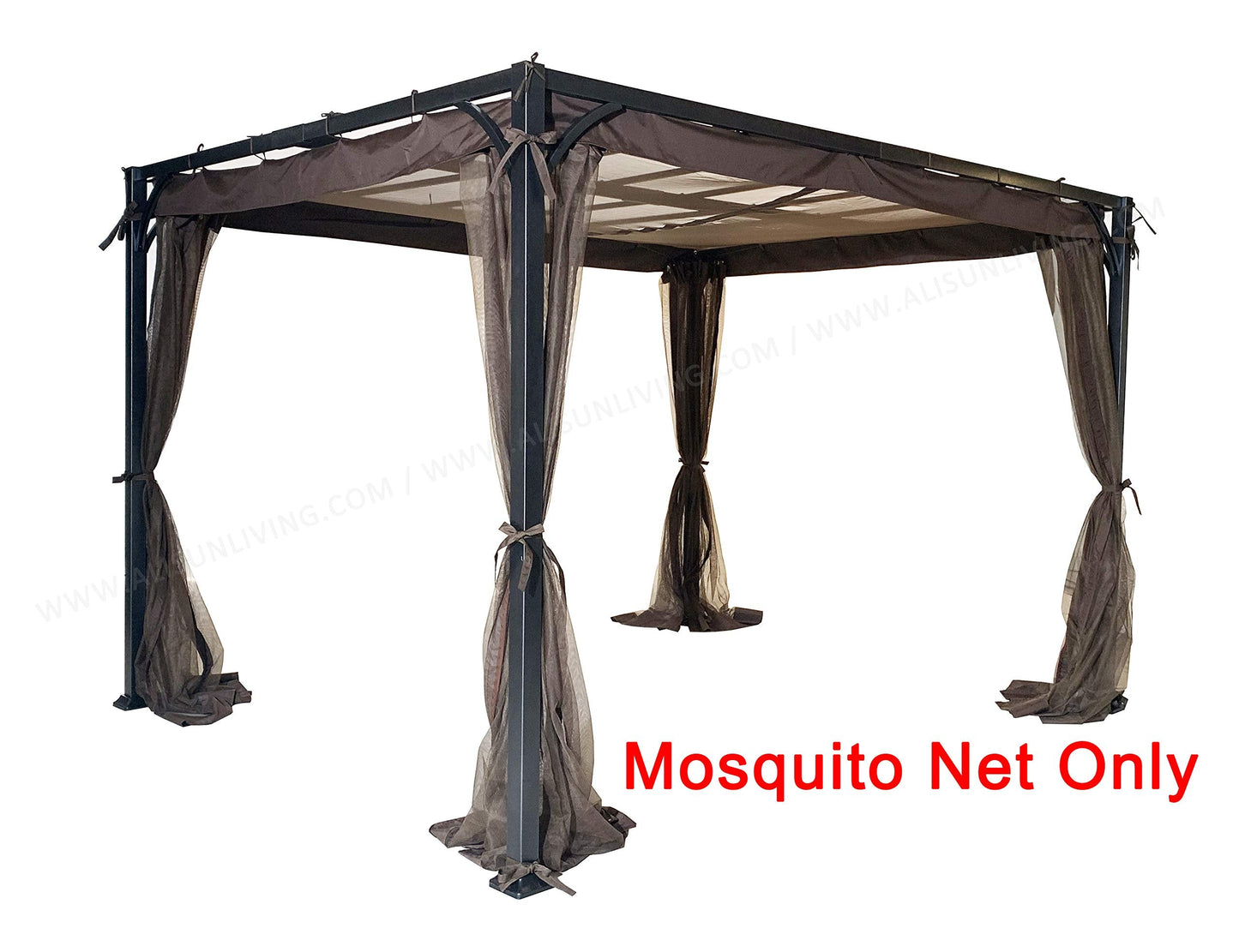 Replacement Mosquito Net for Flat-Roof Pergola - Mesh Bug Net Only (8 ft. x 10 ft., Brown)