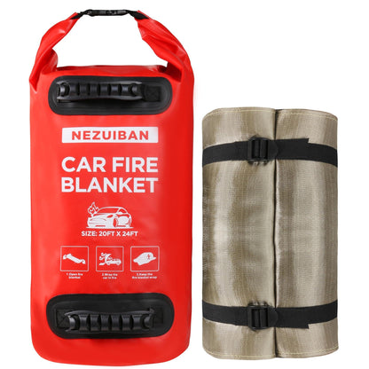 NEZUIBAN Car Fire Blanket – Extra-Large Fire Suppression for Cars, SUVs & EVs,Emergency Fire Blanket with Waterproof Backpack for Garage, Parking & Public Safety 20FT* 24FT