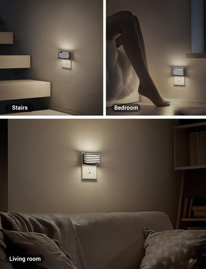 JandCase LED Night Light, [2 Pack] Night Lights Plug into Wall with Dusk to Dawn Sensor, Dimmable Plug in Night Light, Adjustable Brightness, 3000K Soft White Nightlight for Bedroom Bathroom Hallway