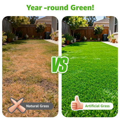 Oiyeefo Artificial Turf Grass Indoor Outdoor - Pet Friendly Synthetic Fake Turf Rug with Drainage Holes for Patio, Balcony, Backyard, Landscape Decortaion - Replacement Dogs Grass Mat(7Ft x 13Ft)