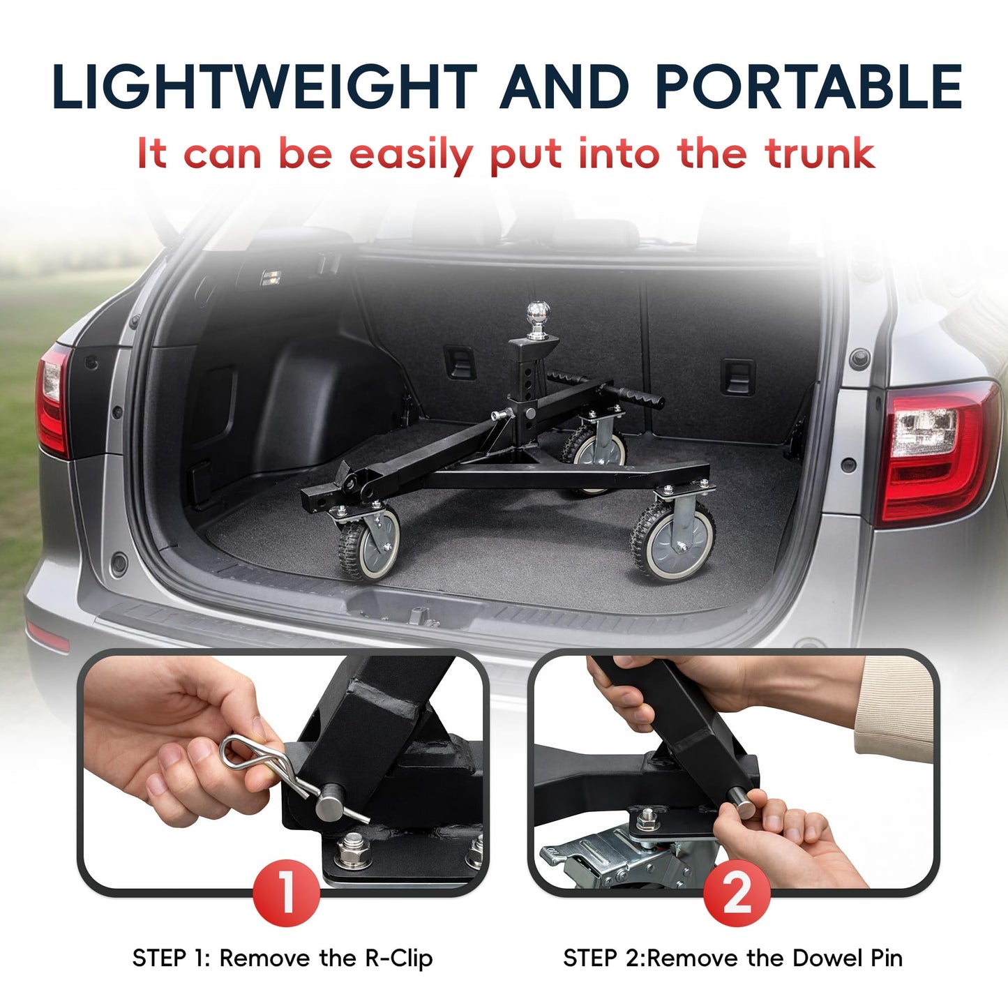 BESTOCEAN Trailer Dolly, 3500 lb Tongue Weight Capacity, Heavy Duty Trailer Mover Dolly with 2 inch Ball, Angle Adjustable, 8'' PU Swivel Wheels with Brakes, for RV, Boat, Camper & Utility Trailers