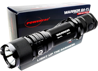 PowerTac Warrior G4-FL 4200 Lumen (Wide Beam) Tactical Handheld Flashlight High Lumen, Waterproof, USB Rechargeable Flashlight and Dual-Charging Magnetic Police Duty LED Flashlight