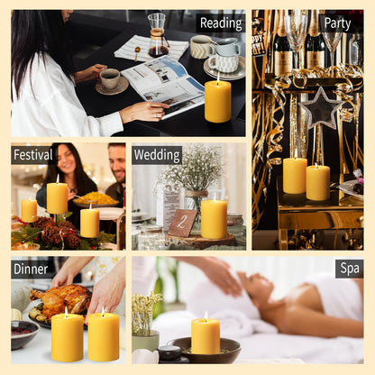 Natural Beeswax Pillar Candle, 120 Hours Long Burning Emergency Candles Unscented Pure Beeswax Pillar Candles 3x4in Dripless Bees Wax Candles for Home Paryer Parties, 2 Packs