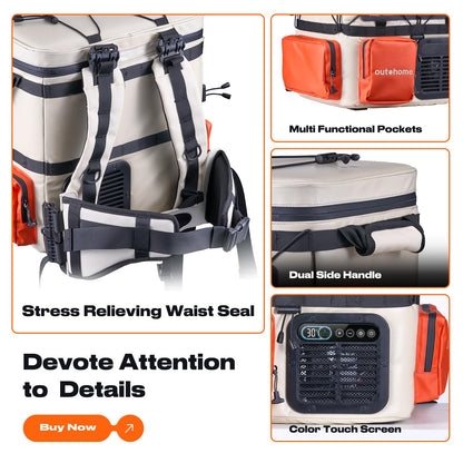 outohome Portable Backpack Car Refrigerator, DC 12V Electric Fridge and Freezer,Electric Cooler,AC 110V 19QT/18L Compressor Cooler, Quick Freeze -4~68℉ for Truck,Van,RV,Camping and Outdoor Travel Use
