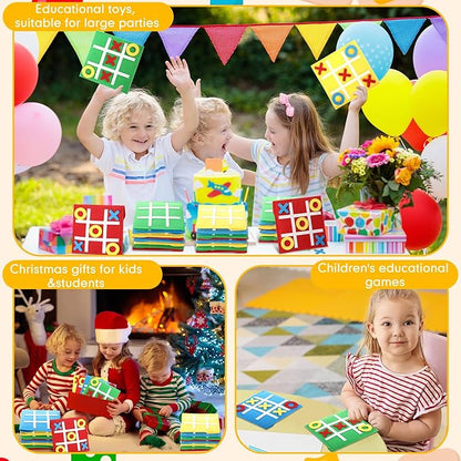 Yilloog 100 Pack Tic Tac Toe Mini Board Games Toys Bulk for Kids Tic Tac Toe Felt Board Game Birthday Party Favors Goodie Bag Stuffers for Classroom Prizes Back to School Gift 4.8''×4.8''