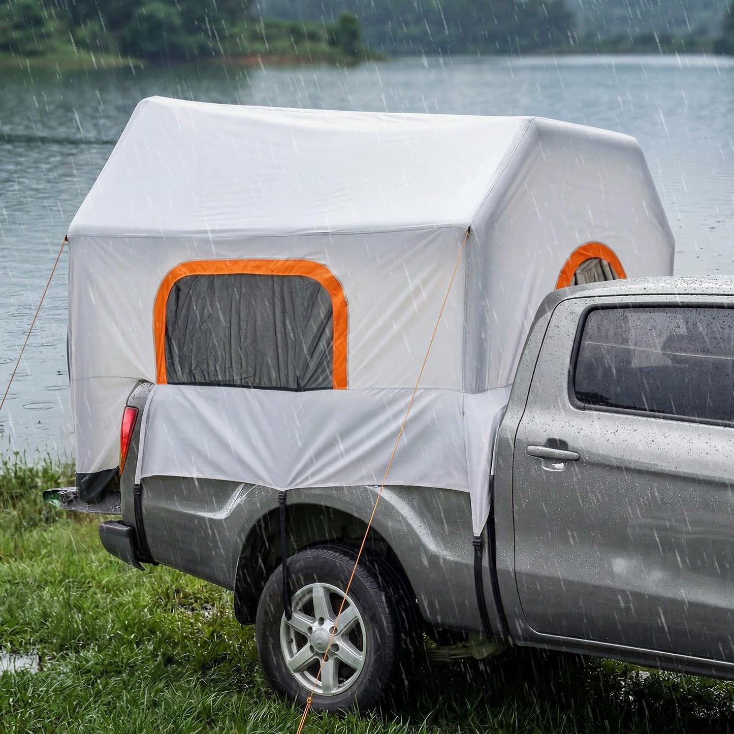 VEVOR Inflatable Pickup Truck Tent, 7.2 x 5.4 FT 3-Season Truck Bed Tent with Ventilated Mesh Windows, PU2000mm Waterproof Pickup Camping Tents for Outdoor Hiking Activities - Air Pump Included