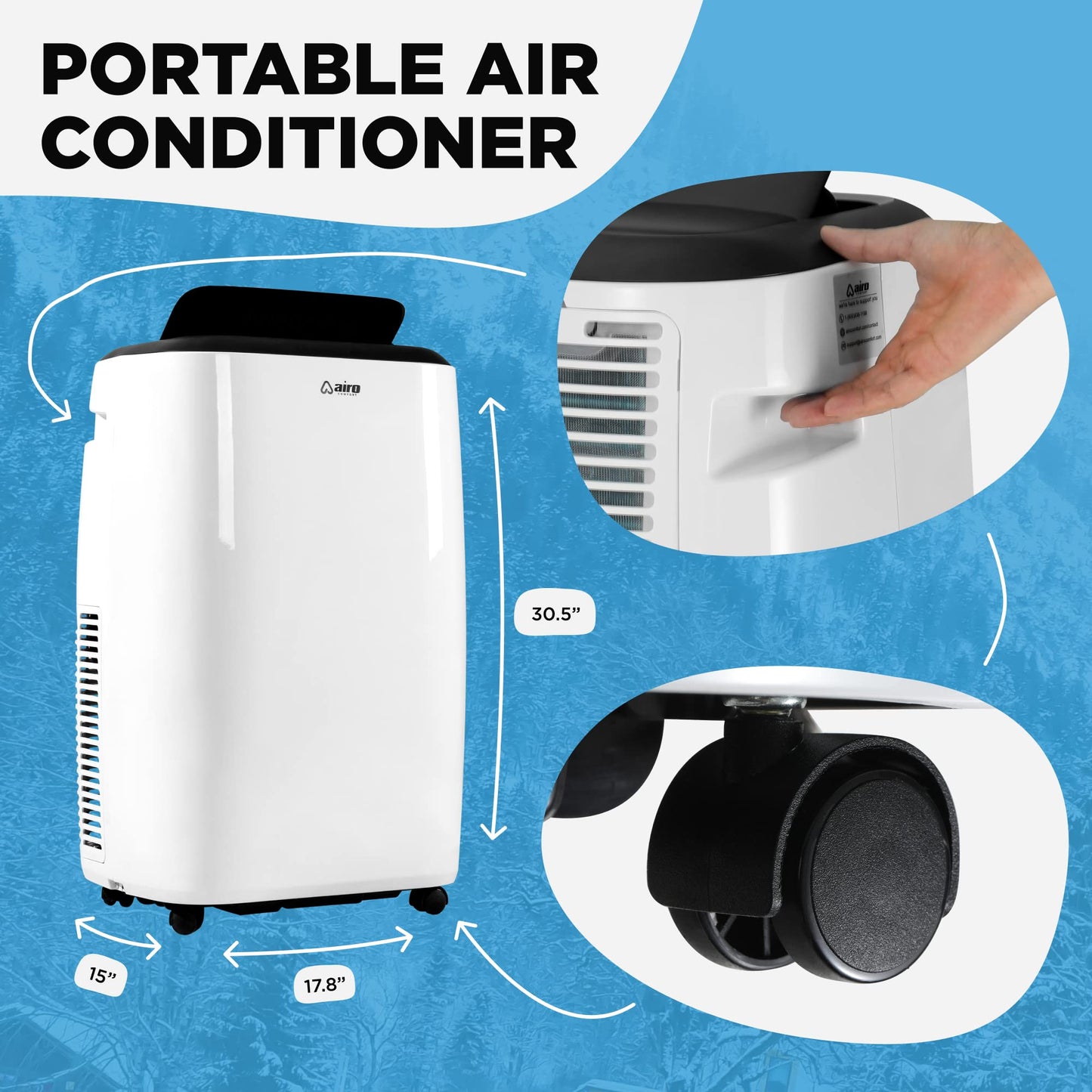 AIRO Portable Air Conditioners 8000 BTU, AC Unit Floor Standing with Remote Control & DIY Installation Kit, New 2025 model