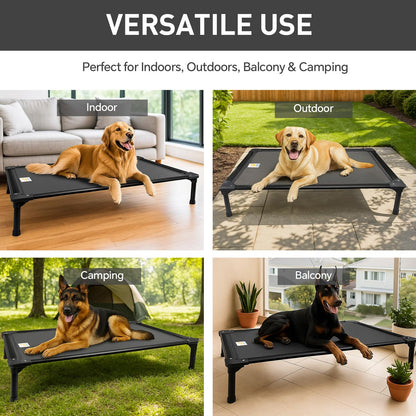 Sytopia 42'' Outdoor Elevated Dog Bed for Large Dogs, Chew-Proof Pet Camping Raised Cot with Breathable Mesh - Durable Frame, Cooling Hammock Bed, Non-Slip Feet, Waterproof, Easy Clean