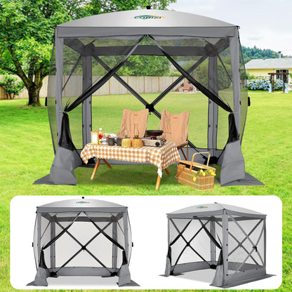 COBIZI 6x6 FT Pop up Gazebo, Popup Canopy Tent, Screened in Gazebos, Waterproof Portable Outdoor Small Screen Tents Sun Shelter,carpas para Patio for Camping, Garden and Backyard,Grey