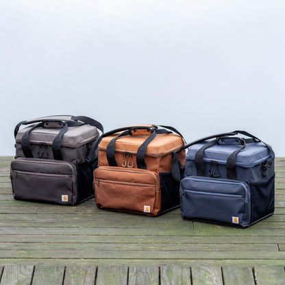 Carhartt Thick Foam Fully Insulated Cold Front Coolers, Premium Ice Retention, Durable Water Resistant Material W/Front Zippered Pocket, 24 Can Lunch Cooler, Oiled Walnut
