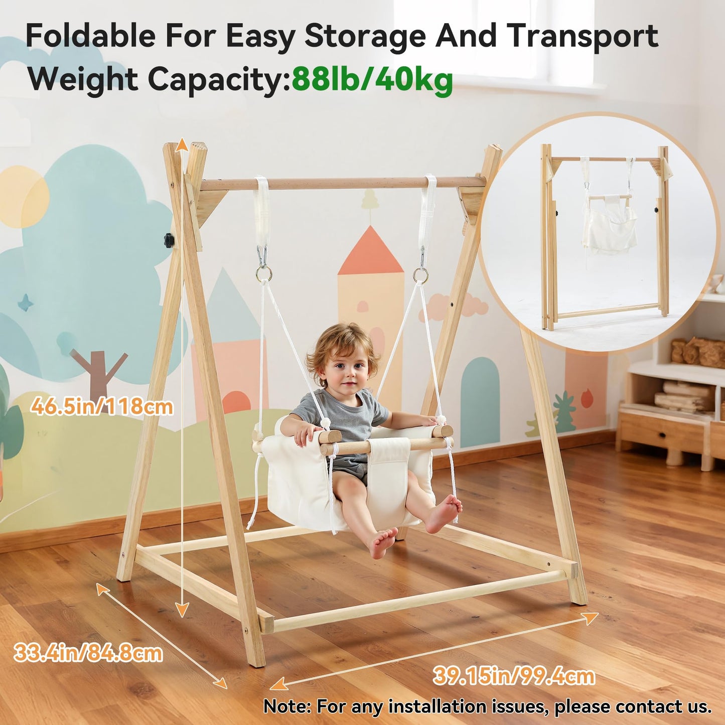 Yrthe Voitom 5-in-1 Baby and Toddler Foldable Swing Set with Stand, Classic Swing, Swing-Seat, Baby Jumper, Hammock, Play Tent