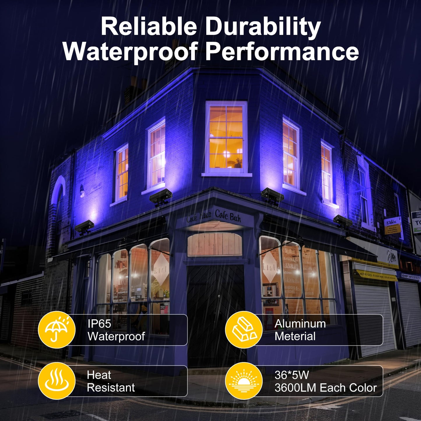 Yasotek Linkable Flood Lights Outdoor 180W RGBCW Color Changing LED