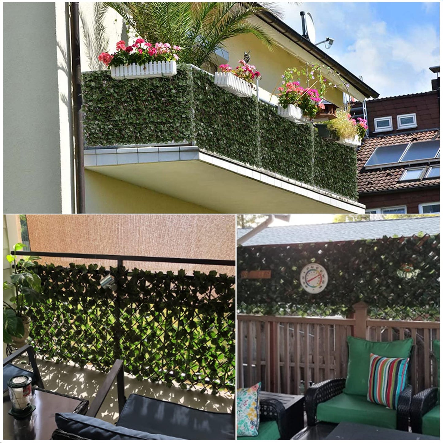DOEWORKS Expandable Fence Privacy Screen for Balcony Patio Outdoor(Double Sides Leaves), 2PCS Faux Ivy Fencing Panel for Backdrop Garden Backyard Home Decorations