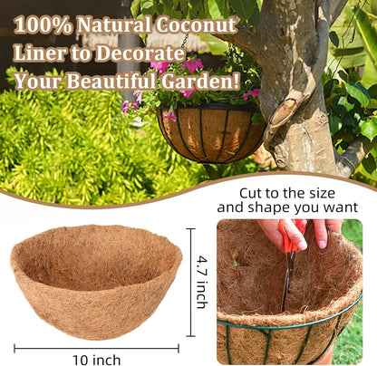 Legigo 10-Inch Coco Liner Replacement - 100% Natural Coconut Fiber for Hanging Baskets | 4 Pack