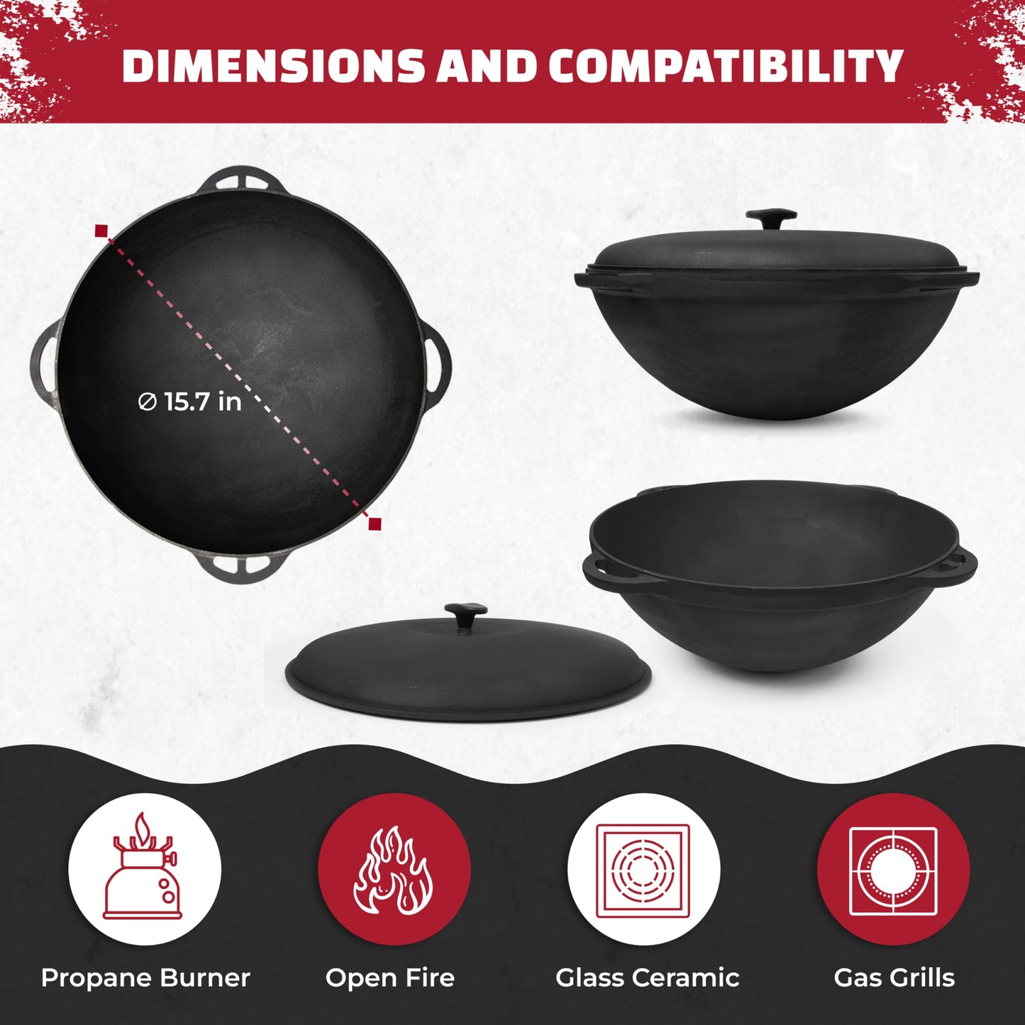 Dutch Oven Pot with Lid Syton 12.5 Quarts (12 L) - Camping Dutch Oven - Cast Iron Cookware Set - Uzbek Kazan Cast Iron – Premium Camping Cookware