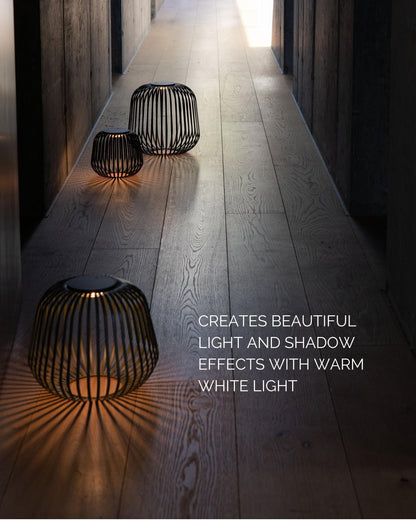 LUUK Studio Solis Wireless Solar LED Ambient Table Light, Warm White, 3 Dimmable Levels, Indoor & Outdoor, Solar & USB-C Rechargeable, Living Room, Bedside, Organic Contemporary, Walnut Brown, Size L