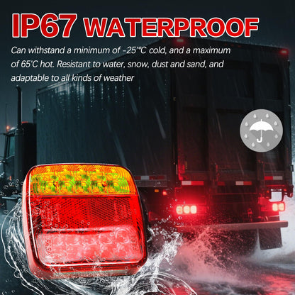 Generic Magnetic Wireless Trailer Tail Lights Kit, IP67 Waterproof, 4.21x4.21in, Red/Amber, Model Leyi07541
