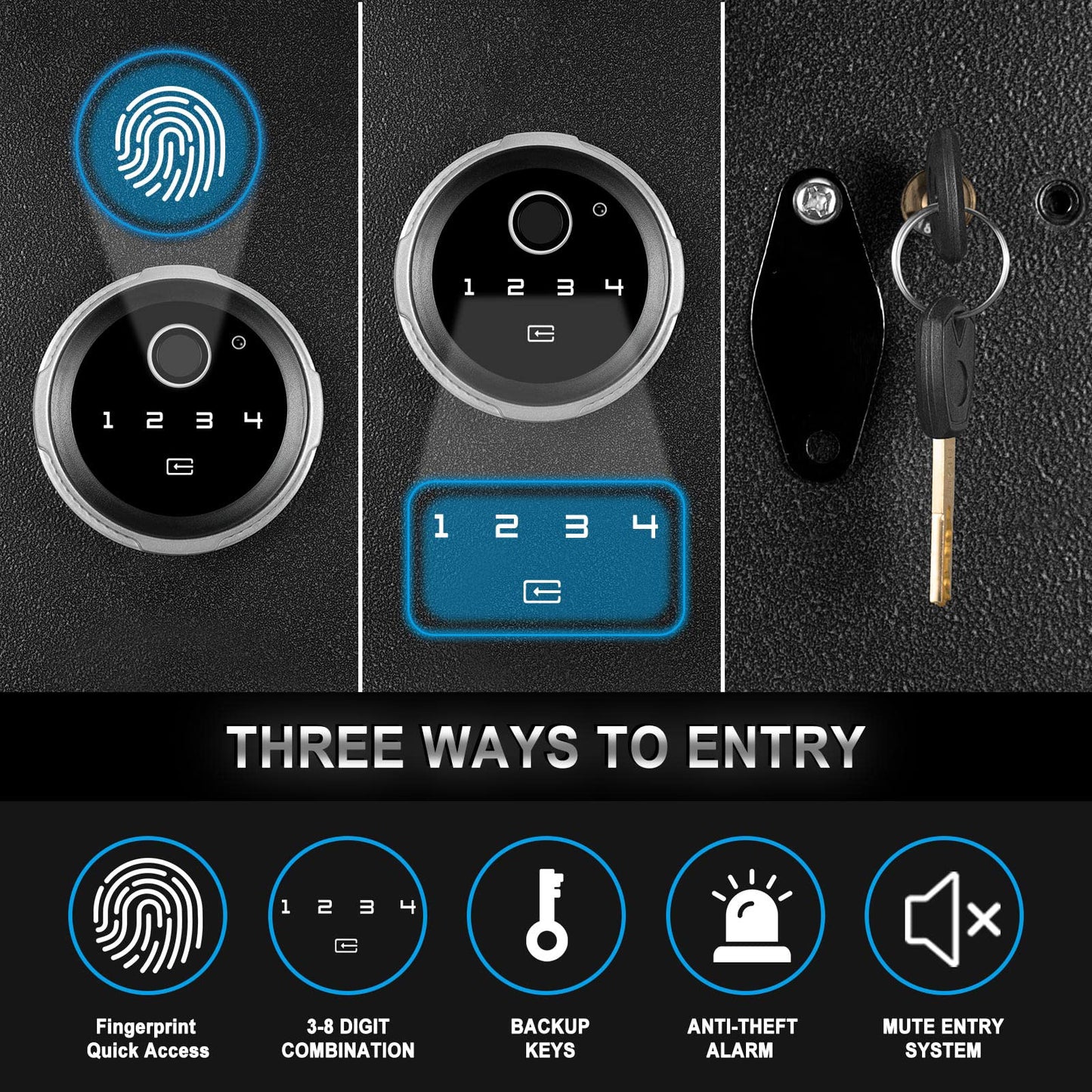 Security Biometric Fingerprint Safe, Steel Lock Box Safe for Home/Office/Hotel, Secure Handgun, Documents, Jewelry, Valuables - 1.8 Cubic Feet Metal Black-13x13.75x19.8inches