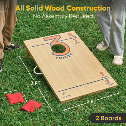 ARBORYTH Tailgate 3x2 FT Cornhole Board Set for Adults, Premium Wooden Bean Bag Toss Game with 8 All-Weather Bean Bags, Integrated Bean Bag Storage, Foldable Legs Outdoor Game - Natural