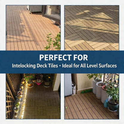 12”X12” Interlocking Deck Tiles Outdoor Waterproof Patio Flooring – Durable Composite Plastic Floor Tiles with Drainage Base, Snap Together DIY for Balcony, Pool, Backyard, Garden, Porch, 27PCS, Brown