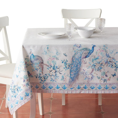 Maison d' Hermine Premium Table Cloth Square Table 100% Combed Cotton 70 x 70 Inches Tablecloth Reusable Decorative for Dining Room, Farmhouse, Party, Festive & Wedding - Peacock Utopia - Orginal