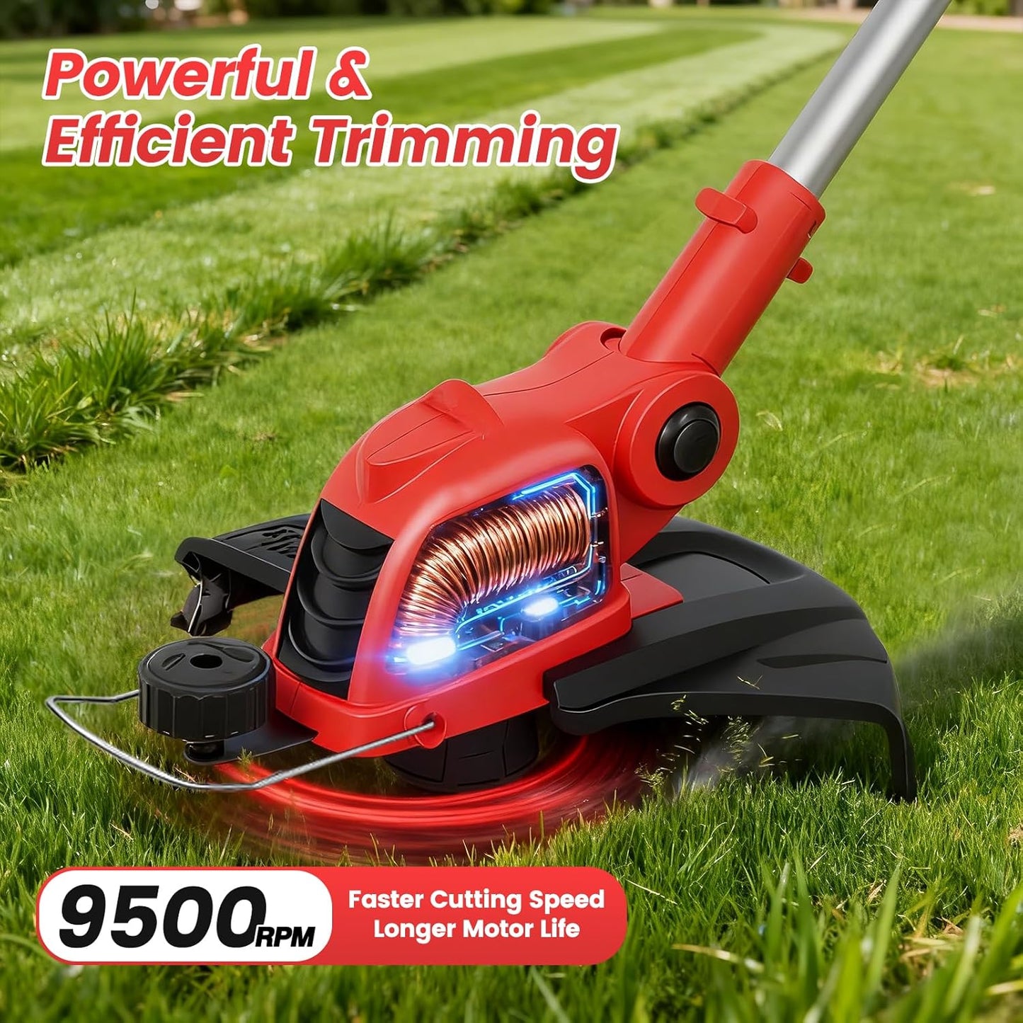 **Skiennix Cordless String Trimmer - 21V Weed Wacker with 2x4.0Ah Batteries & Fast Charger | 12" Automatic Feed**
