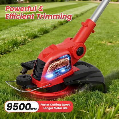 **Skiennix Cordless String Trimmer - 21V Weed Wacker with 2x4.0Ah Batteries & Fast Charger | 12" Automatic Feed**