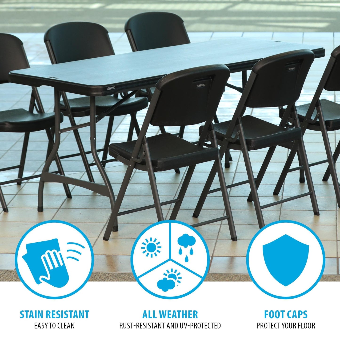 Lifetime 6-Foot Nesting Folding Table, Commercial, Black