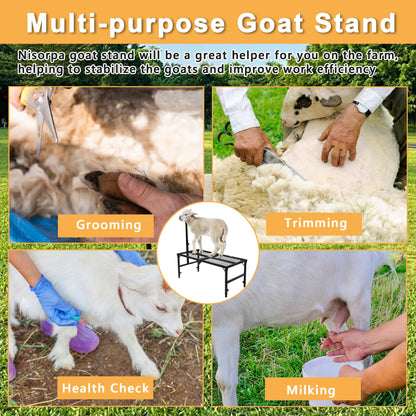 Nisorpa Goat Stand 51x23 Inch, Height Adjustable Sheep Stand for Shearing Trimming Milking, Max Load Capacity 550 LBS