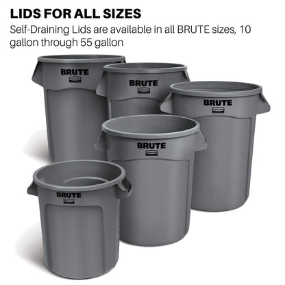 Rubbermaid Commercial Products BRUTE Trash Can Dome Lid, 55-Gallon, Black, Compatible with the Rubbermaid Heavy Duty 55-Gallon Garbage Bins, Pack of 3