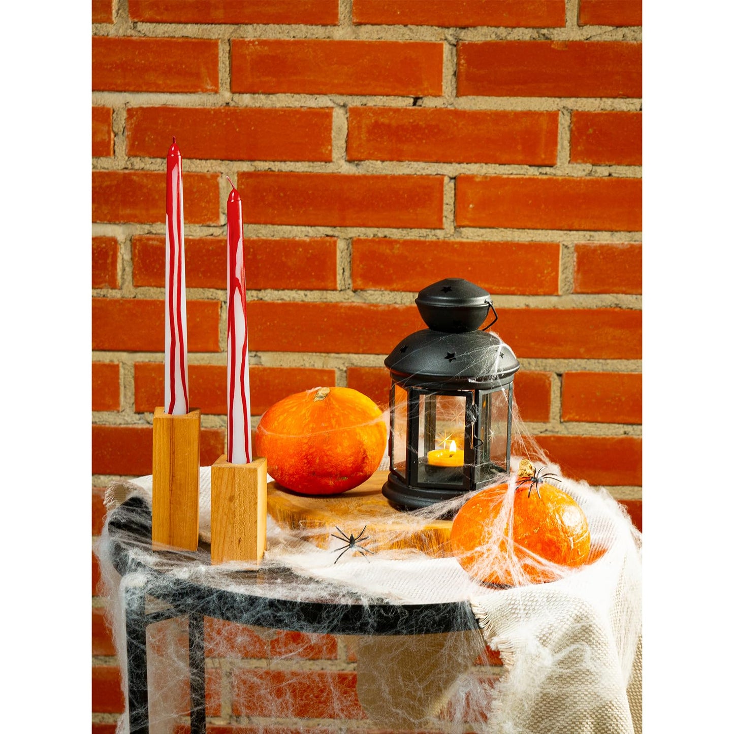 CANDWAX 10 inch Taper Candles Set of 4 - Unscented Taper Burning for 8 Hours - No Drip Taper Candles Ideal for Halloween or Other Themed Party - Blood White