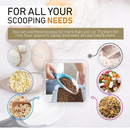 Spring Chef Magnetic Ice Scoop for Freezer, Translucent BPA-Free Flexi-Plastic Ice Scooper with Soft Grip Handle, Kitchen Food Scoop for Popcorn, Pet Food, Flour, Grains - Dishwasher Safe - Aqua Sky