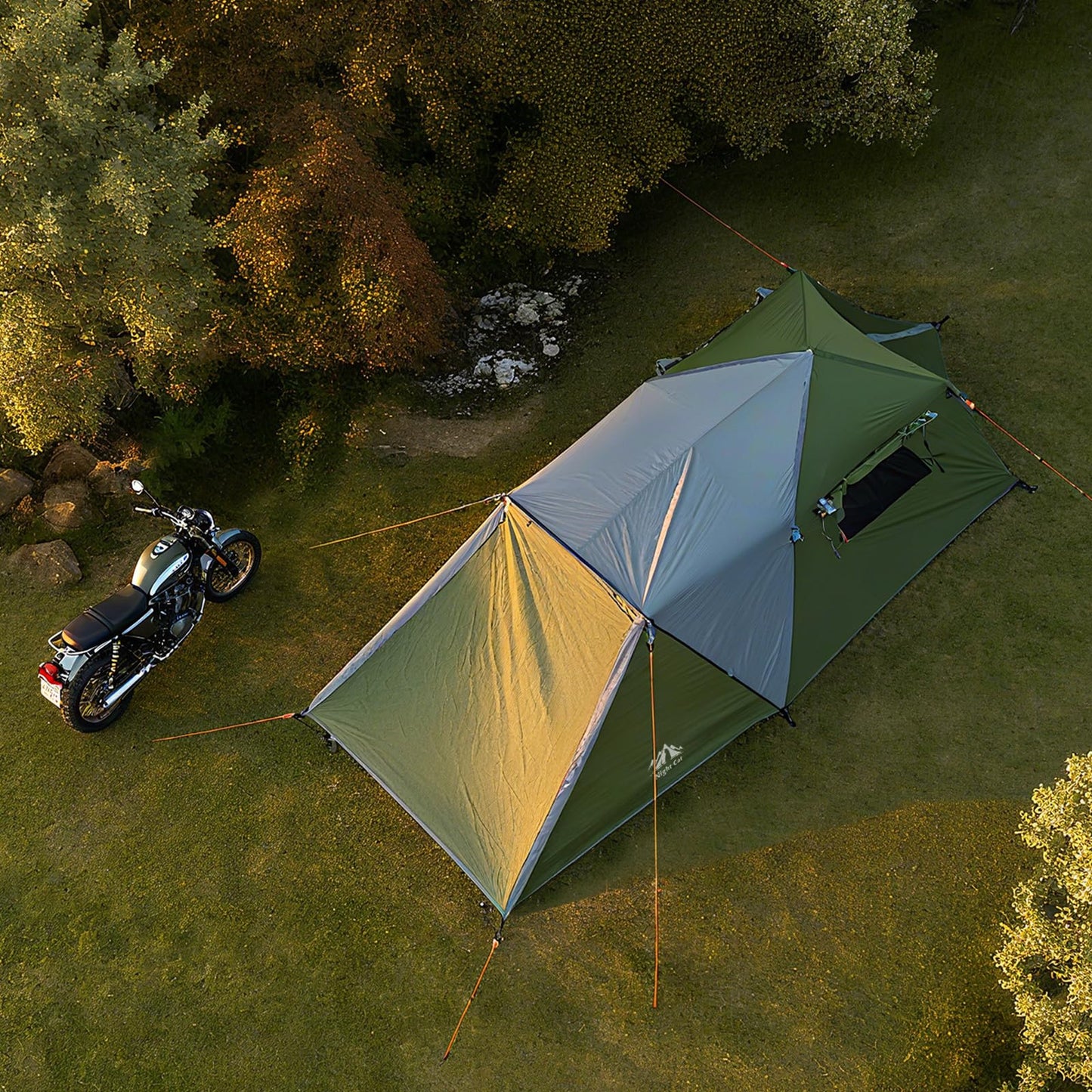 Night Cat Cabin Tent with Vestibule: 3 Persons Pop Up Camping Tent Double Layers Easy Quick Setup Waterproof