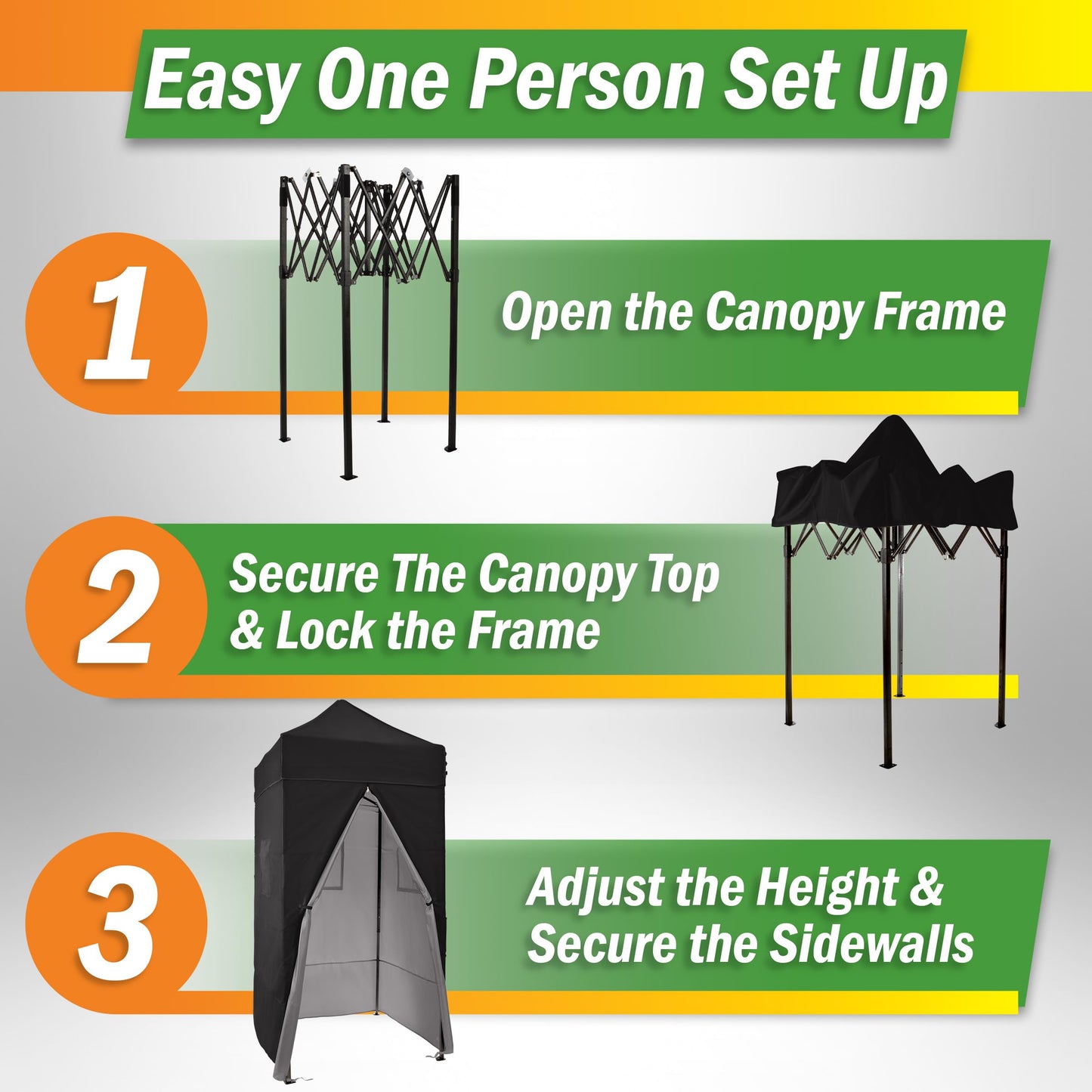 Pop Up Changing Tent - Adjustable 8ft-9ft Height Steel Frame Privacy Tent, Pool Cabana or Portable Changing Room for Camping Toilet or Portable Shower - Camping Essentials by Wakeman Outdoors (Black)