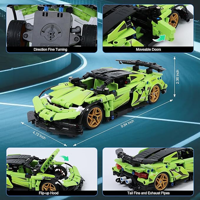 STEM Building Blocks Kit for Kids - 2 in 1 Remote Control Race Car and Robot Toy Great Gift for Boys Teens Age 6 7 8-12+ Year Old Who Love Engineering and RC Sports Car Toys